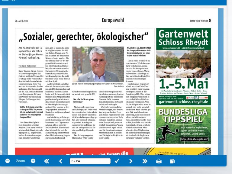 "Sozialer, gerechter, ökologischer" – Interview mit Jürgen Heinen im Extra-Tipp (28.04.2019)