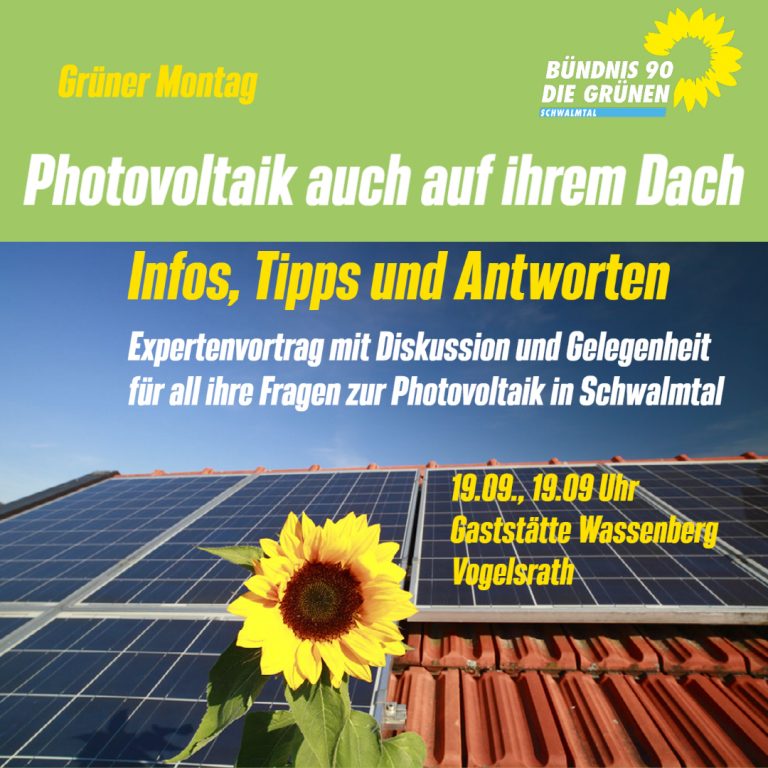 Grüner Montag: Photovoltaik auch auf Ihrem Dach!